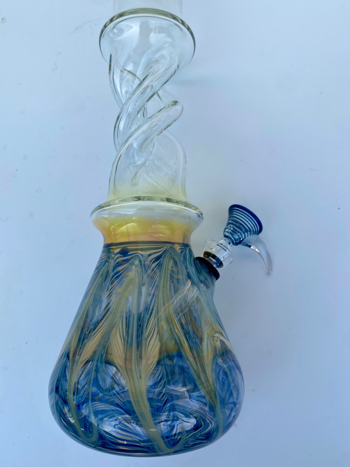 Glass Water Pipe 13” Tall & 1.5” diameter with 9mm Pull Bowl