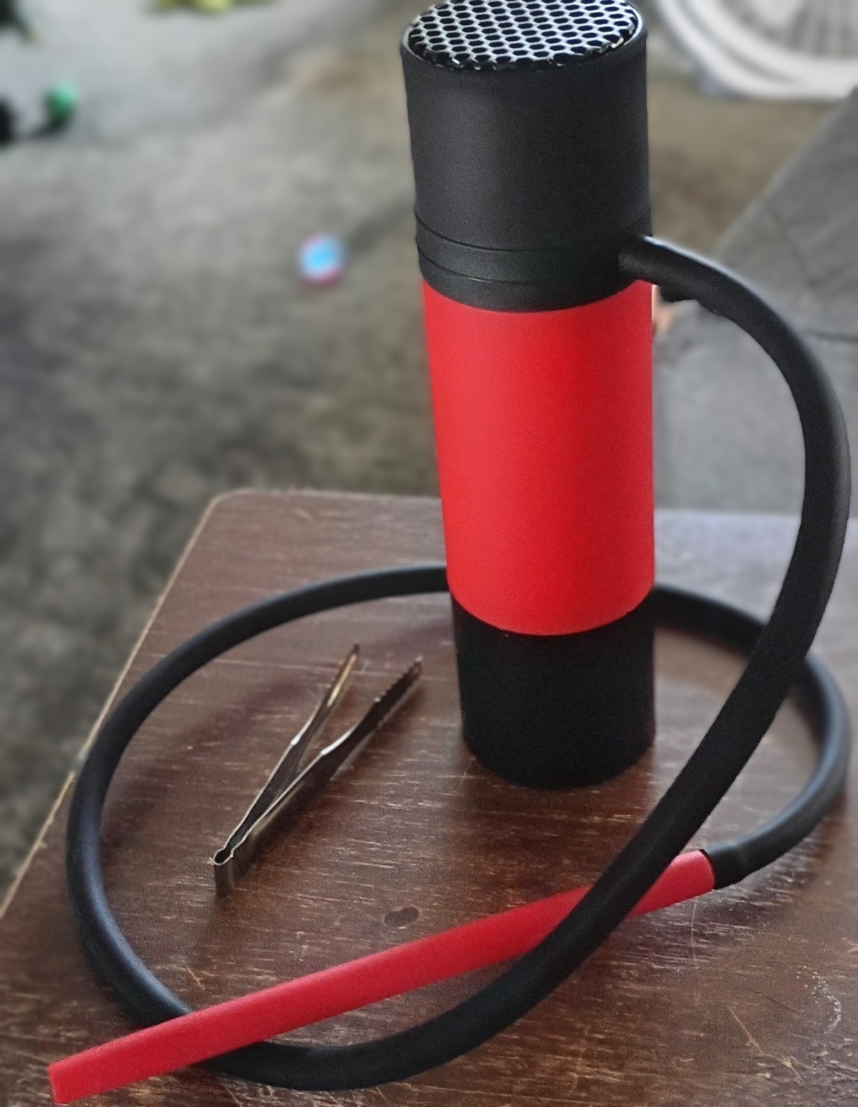 Red & Black Portable Hookah Water Pipe Set w/ Hose & Accessories