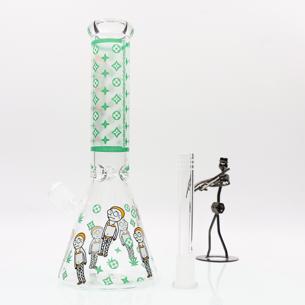 10-inch Glass Bong Smoking Waterpipe Beaker With Down stem and 14mm bowl Green
