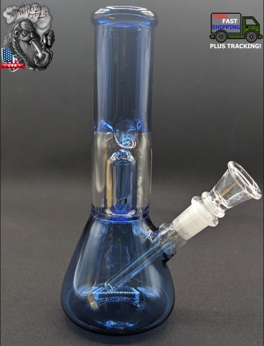 8&Prime; Inch Glass Hookah Water Pipe Bong Light Blue + 5 FREE Screen (Colored Glass)