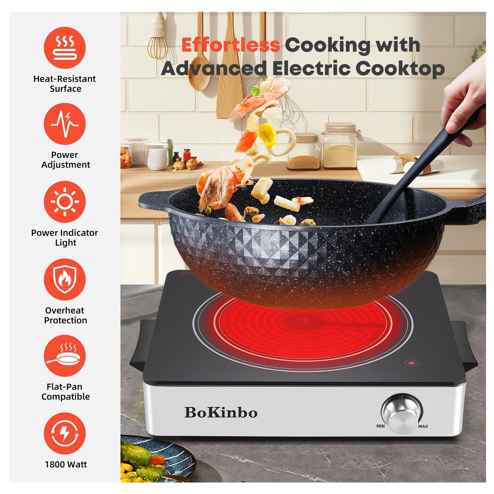 Single Infrared Burner, 1800w electric stove, compact size portable electric …