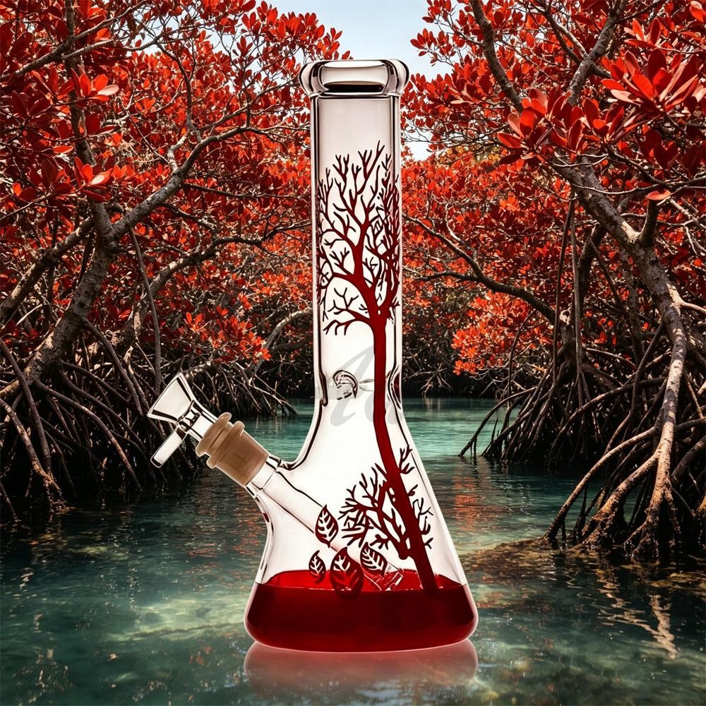 NEW 11 Inch Bongs Red Tree Glass Bong Smoking Hookah Glass Water Pipes 14mm Bowl