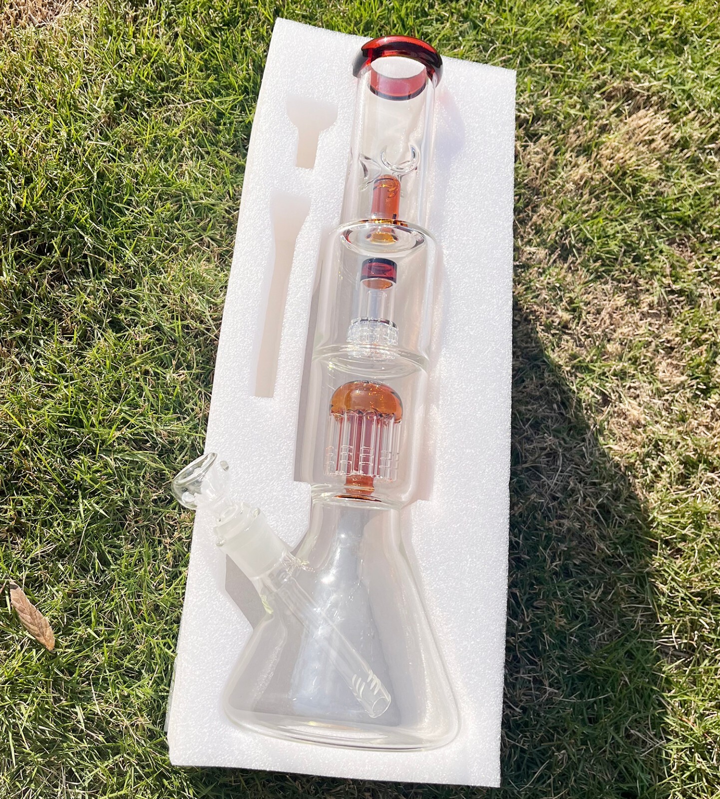 10&Prime; Glass Bong Smoking Hookah Water Pipe Heavy Beaker Glow Mushrooms 14mm Bowl