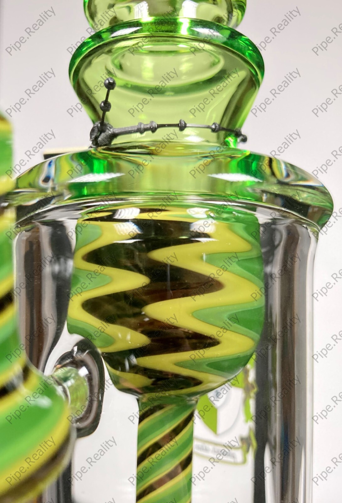 8&Prime; Green Smoke Yellow Torus Recycler Showerhead Perc Bubbler 14mm American Rod