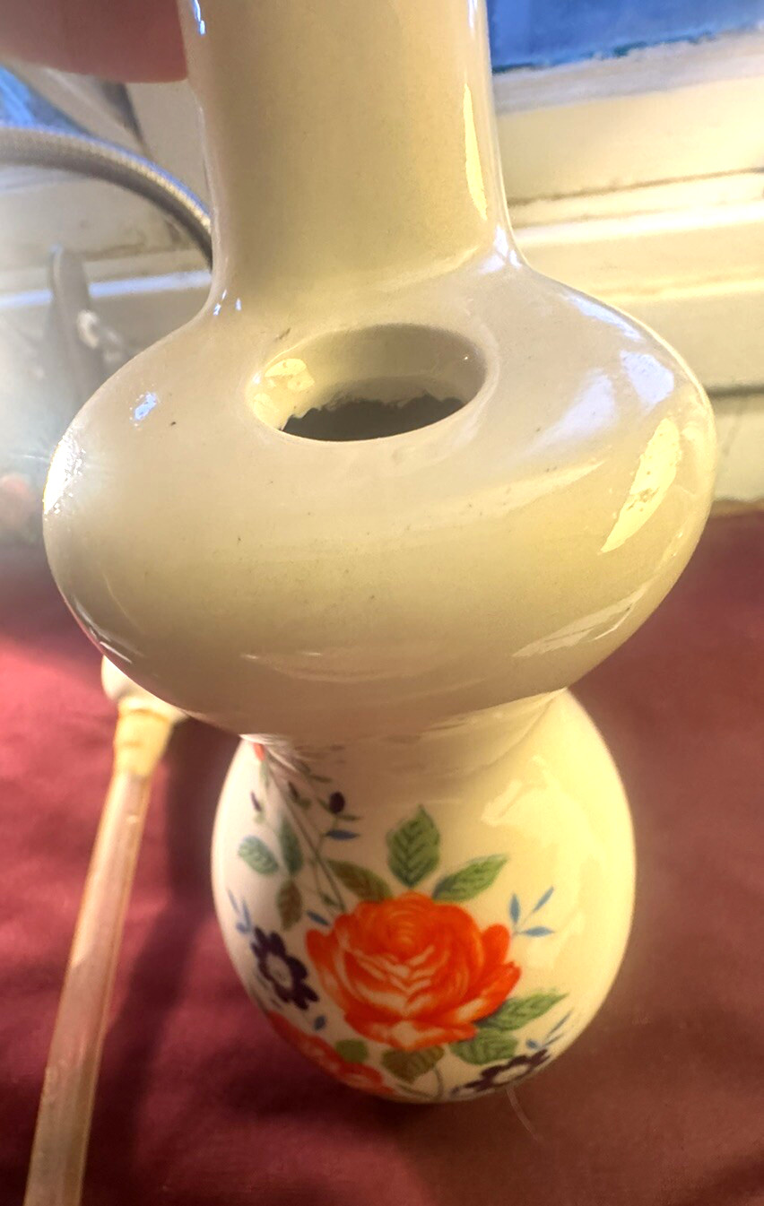 THE DEALER Vtg Collectable Unused Ceramic Orange Rose&rsquo;s & Purple Daisy Bong