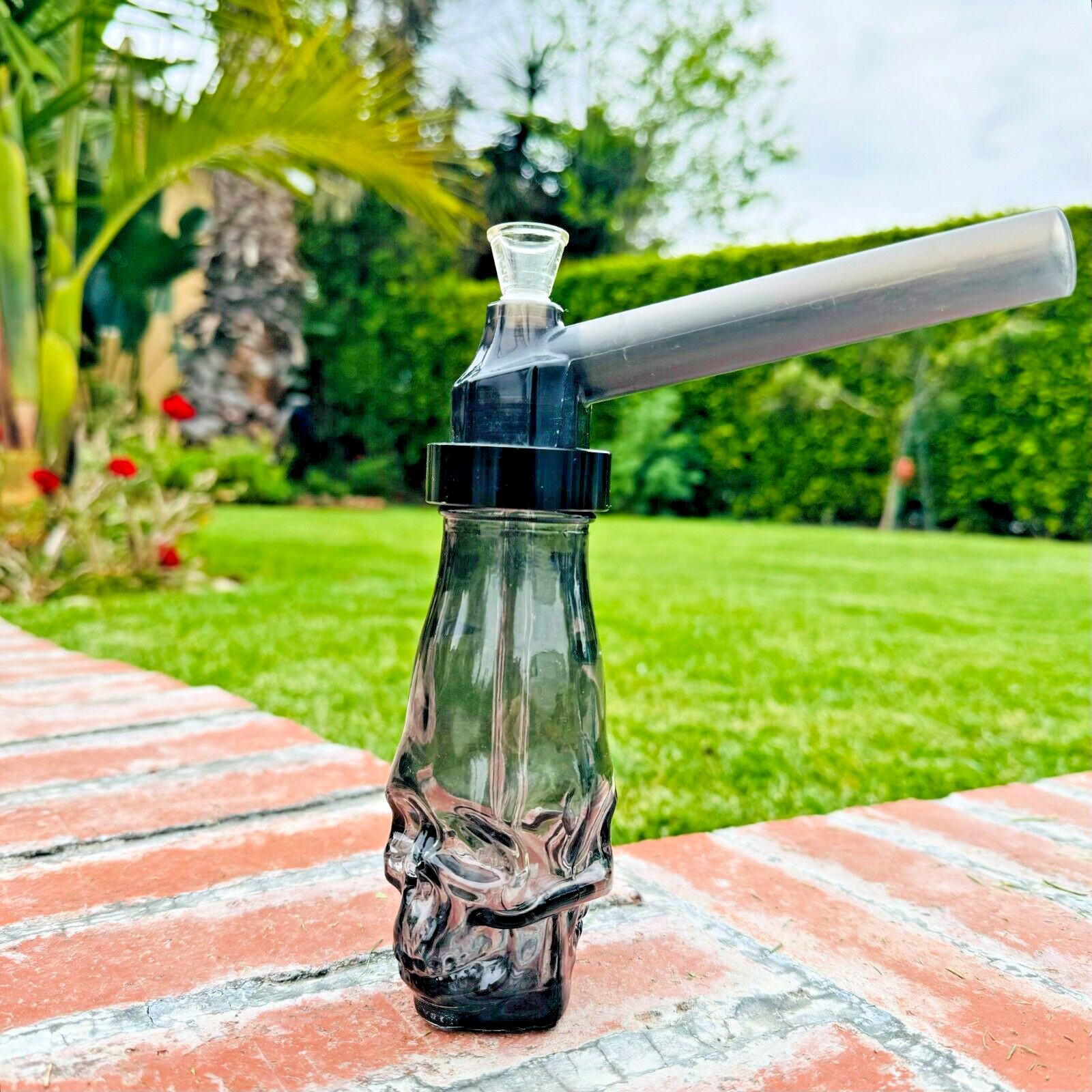 Black Portable Hookah Screw on Bottle Converter Water Glass Bong with Bottle