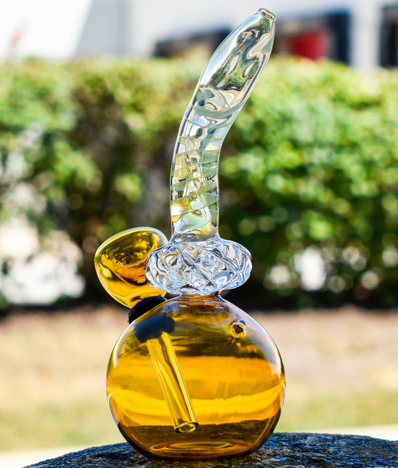 5&Prime; Spiral Tilted Mini Bong Crystal Fumed 24KT Glass Water Pipe Bong Bubbler*USA*