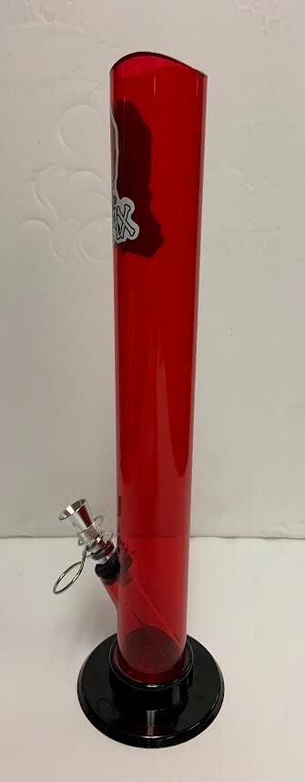 12&Prime; GRAFFIX ACRYLIC PLASTIC STRAIGHT TUBE WATER PIPE BONG PULL BOWL RED 1.5&Prime;M