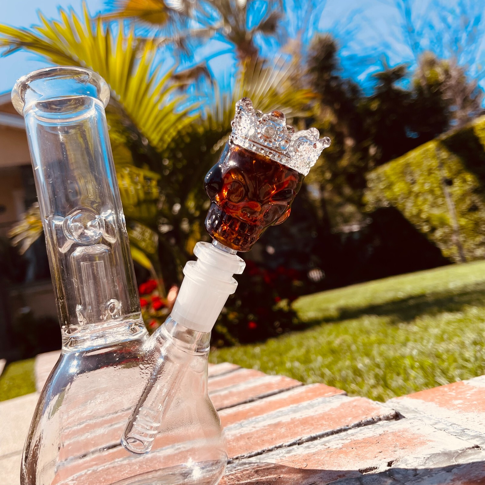 Premium 14mm Thick Glass Red Ghost King in Crown Bowl Head for Water Bong
