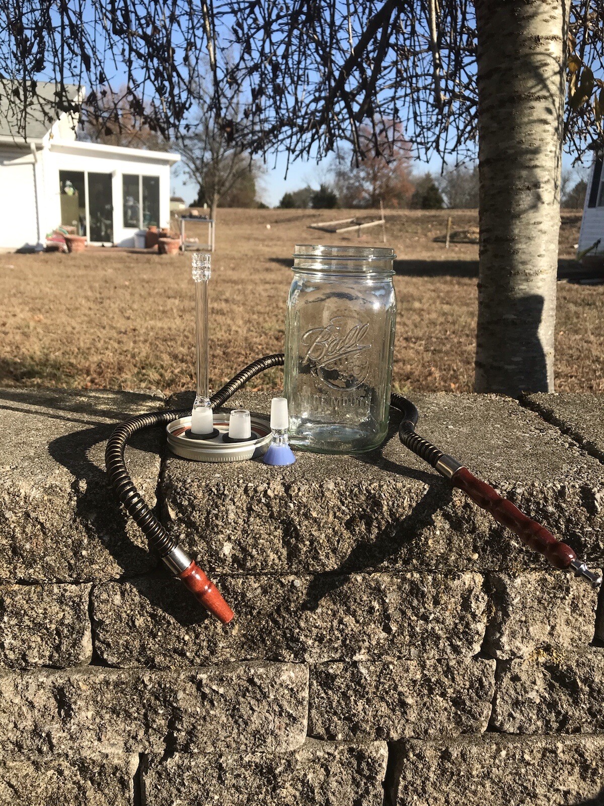 Matrix Downstem Mason Jar Hookah 32oz Quart 19/14mm Thick Bowl Bong Water Pipe