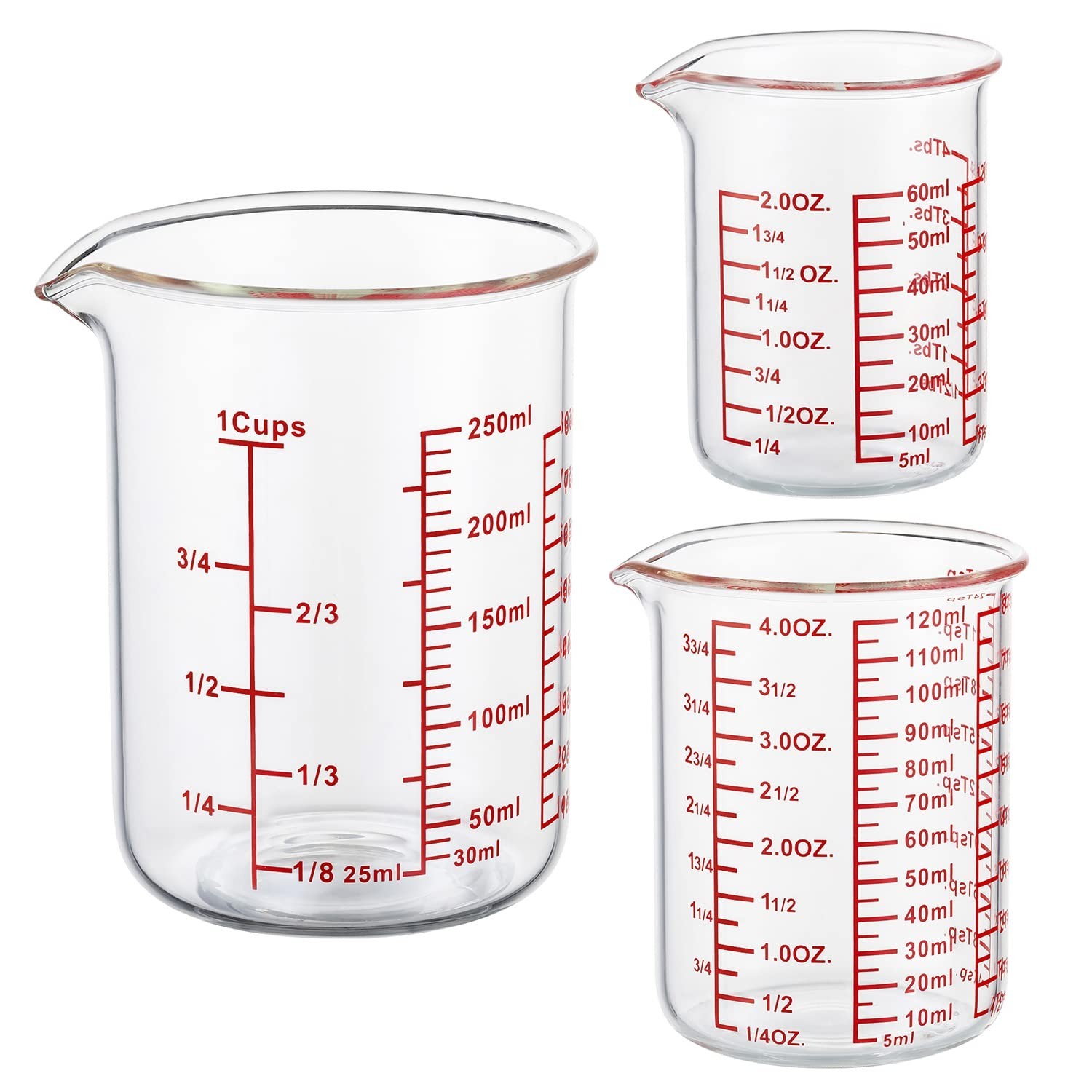 Ackers High Borosilicate Glass Measuring Cup Set with Pour Spout,60ml(2OZ),12…
