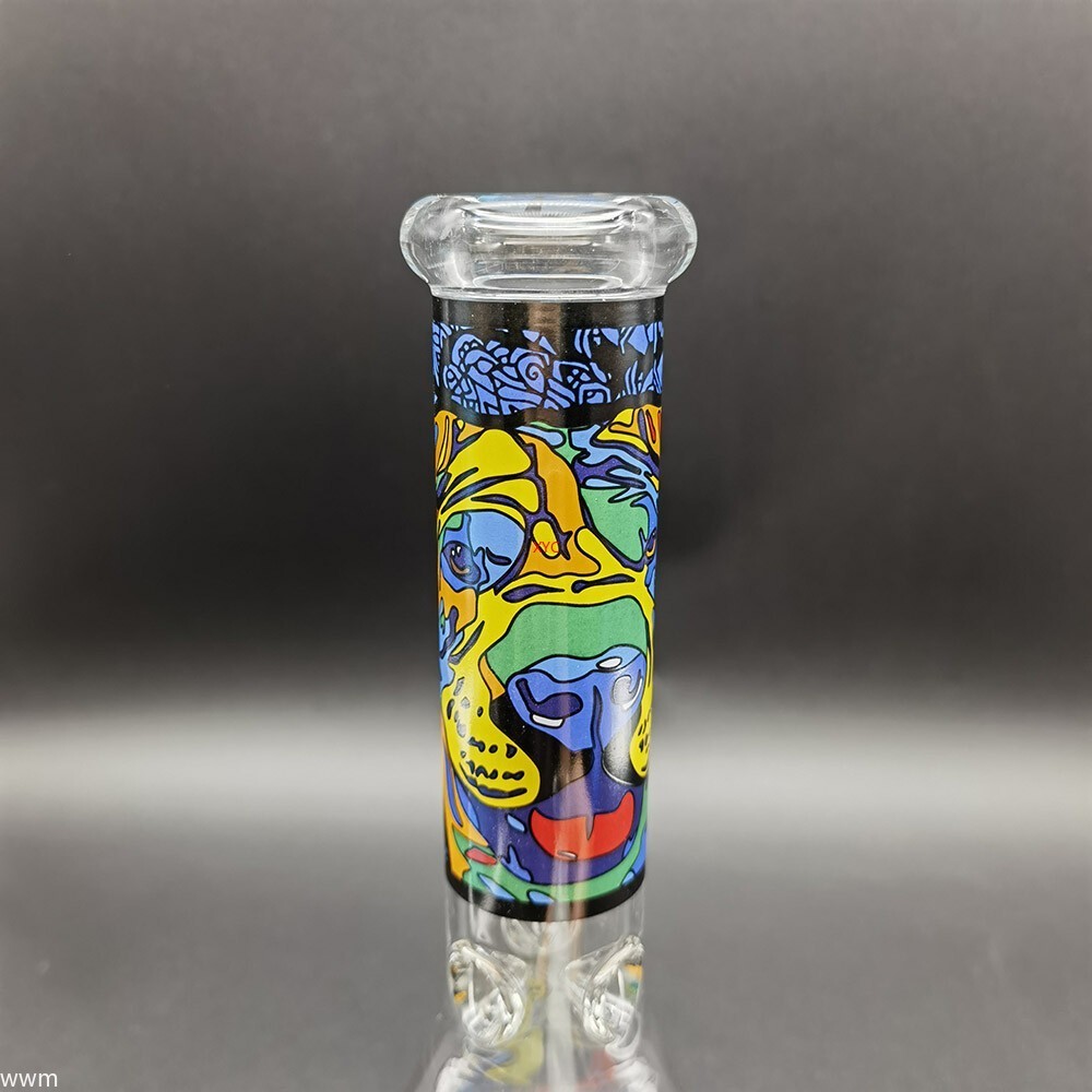 25cm Colorful Dog Pattern Heavy Glass Bong Water Pipe Shisha Hookah Hand Pipe
