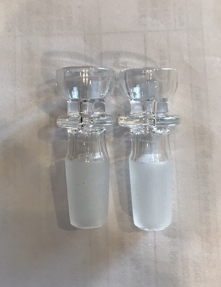Lot Of 2 14mm Glass Male Cup Bowl Slide Water Pipe Bong Bubbler Hookah Clear