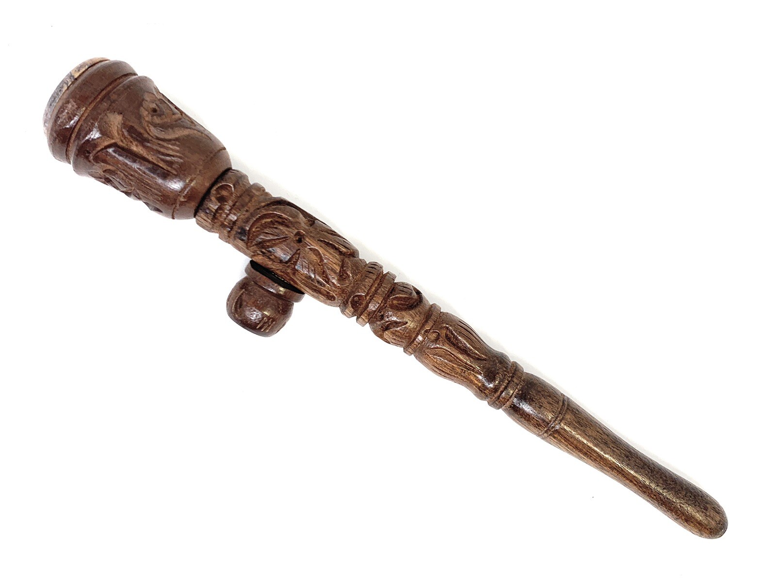 Ebony Wood Smoking pipe Stone Bowl Hookah Style 2 in 1 6.5 inches