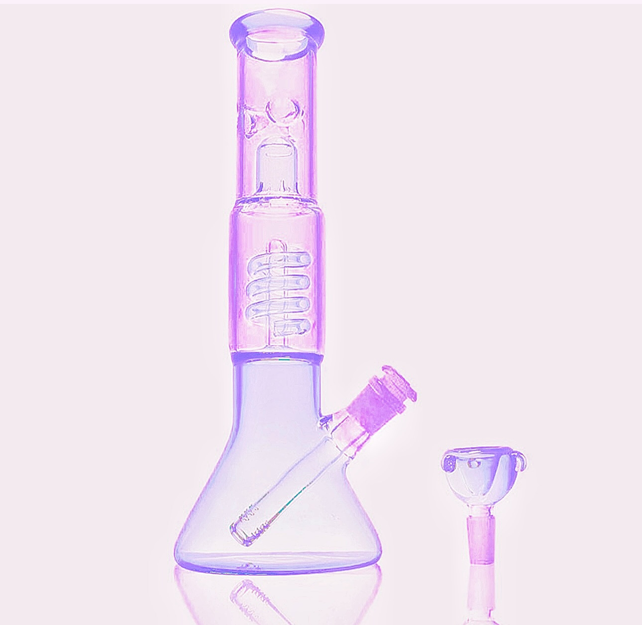 13&Prime; Glass Bong Hookah Water Pipe Heavy Beaker with Custom Made Pink Bowl