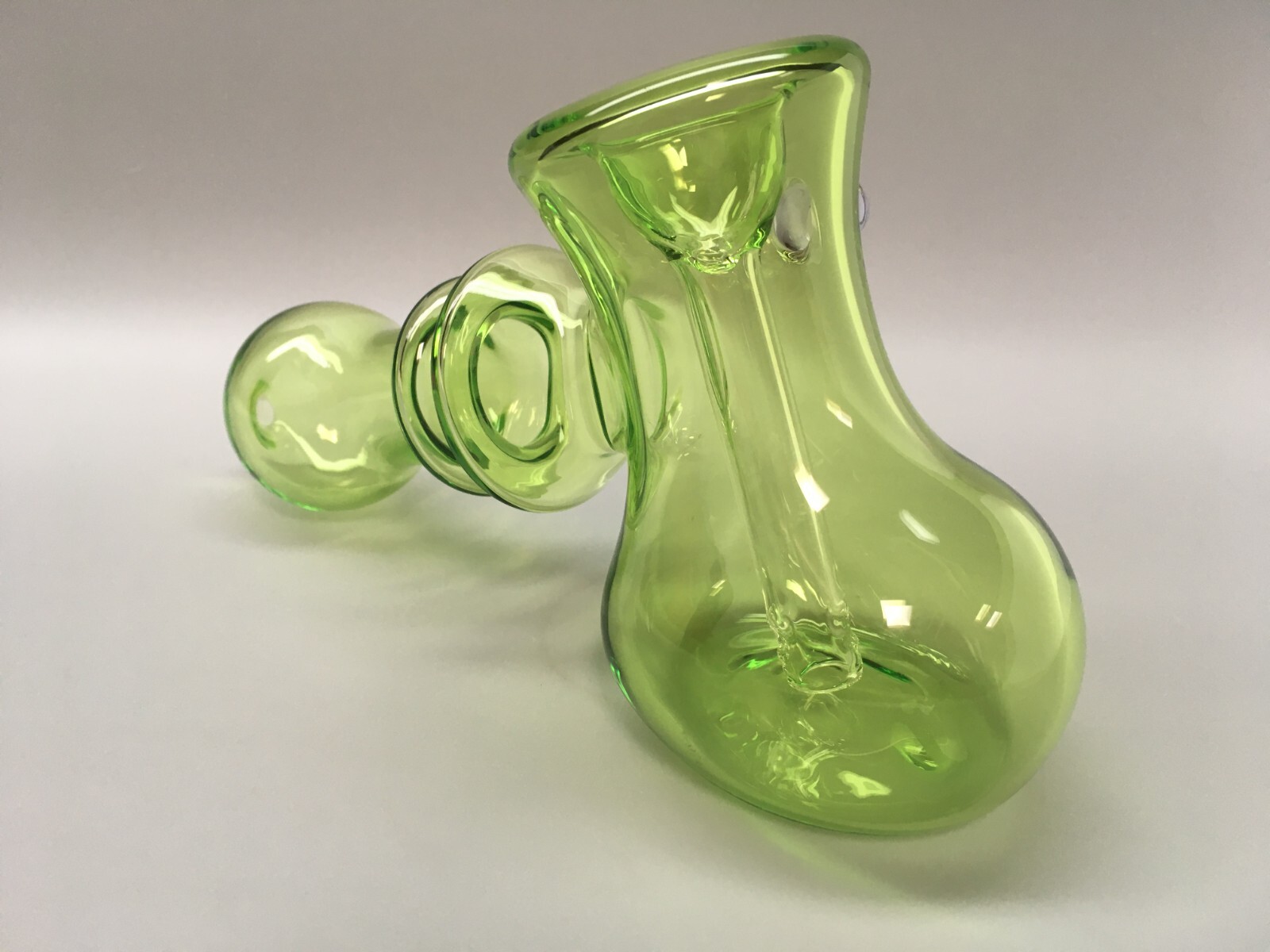 6 Inch Green Bubbler Glass Hand Pipe w/ Lavender air vent, Handmade(Tobacco Use)