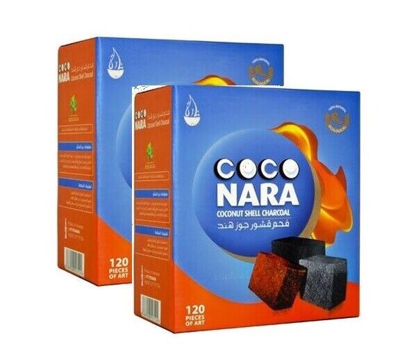 2 Boxes of 120 Piece Coconut Coco Nara Premium Hookah Charcoal Coals – 2 Count