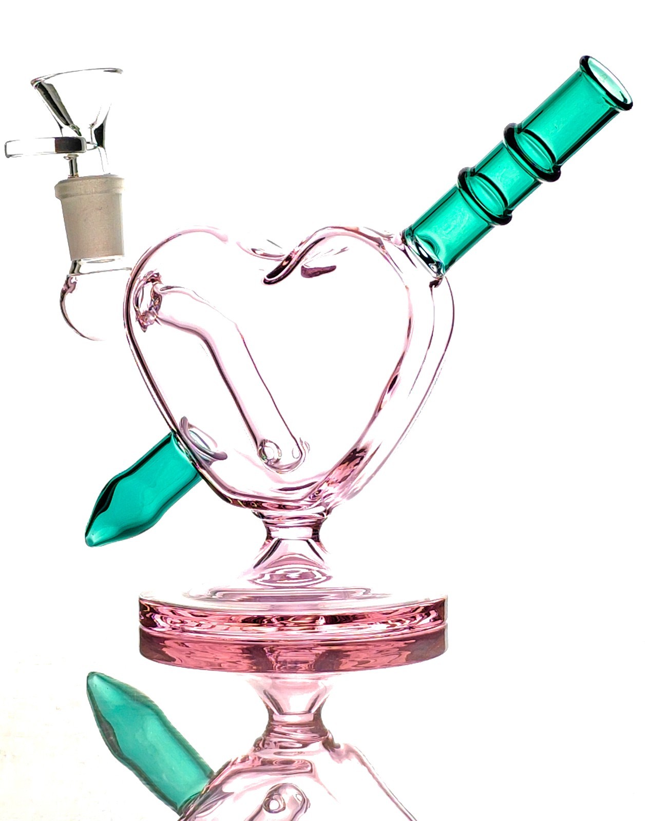 Arrow Through The Heart Bong Rig | Pink/Green, 14mm Bowl Included