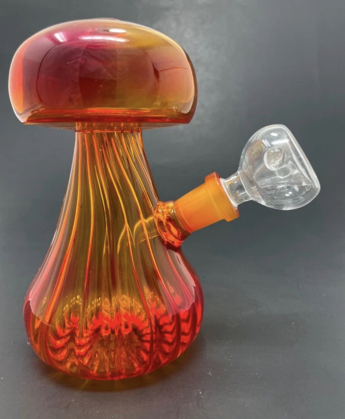 Hookah Water Pipe Glass 5&Prime; Neon Orange Mushroom Shape Tobacco Bong
