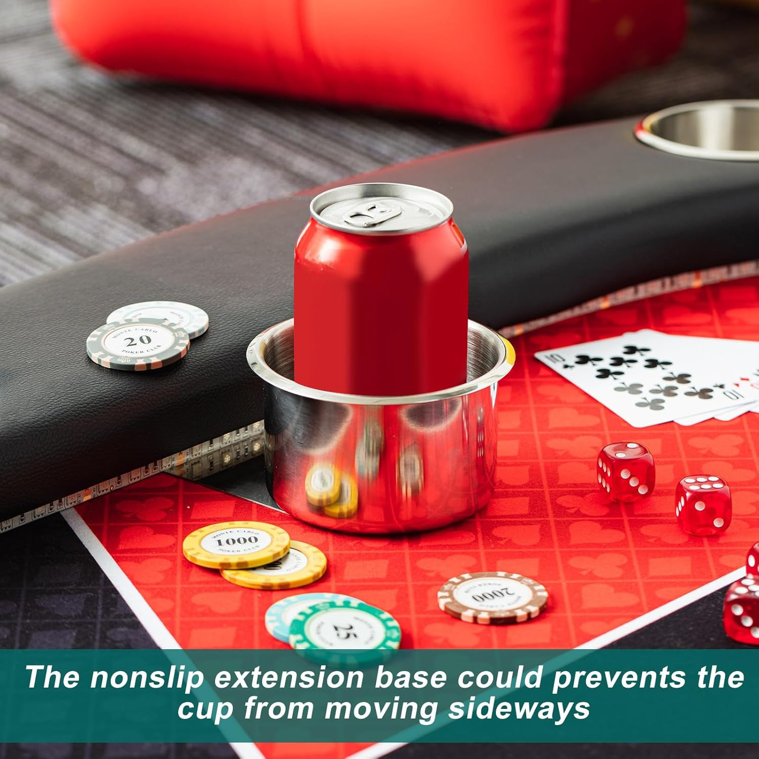 10 Pcs Jumbo Slide under Stainless Steel Cup Holder Poker Table Slide in Cup Hol