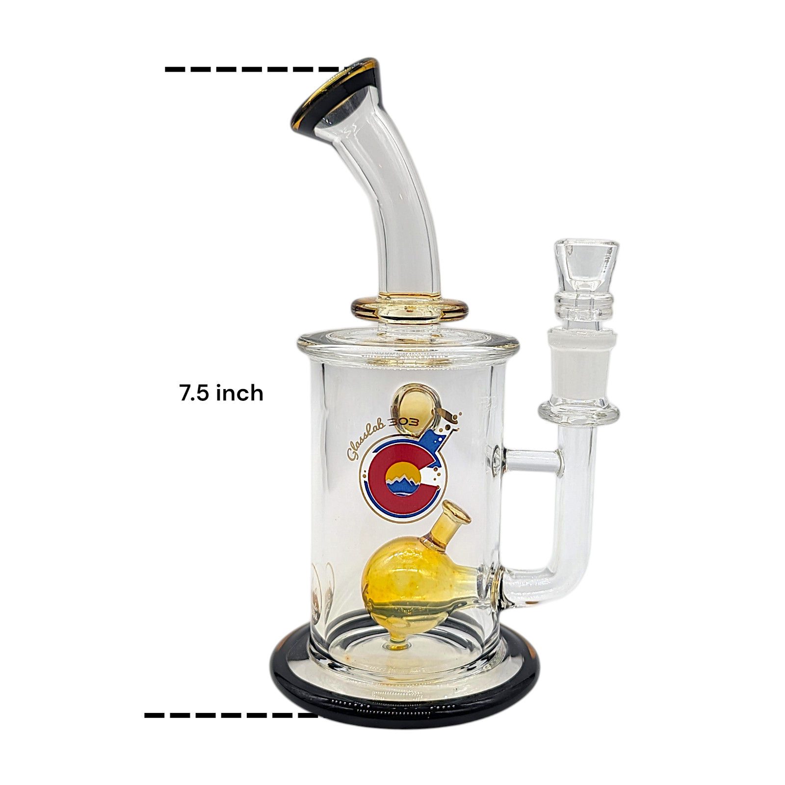 GlassLab303 Waterpipe Handmade Bong Glass Piece 7.5” Silver Fumed Sculpted