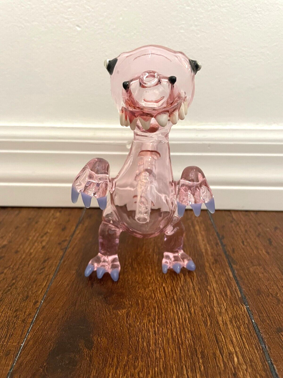6” Premium Glass Water Pipe Art Dragon Dinosaur Pink 14mm