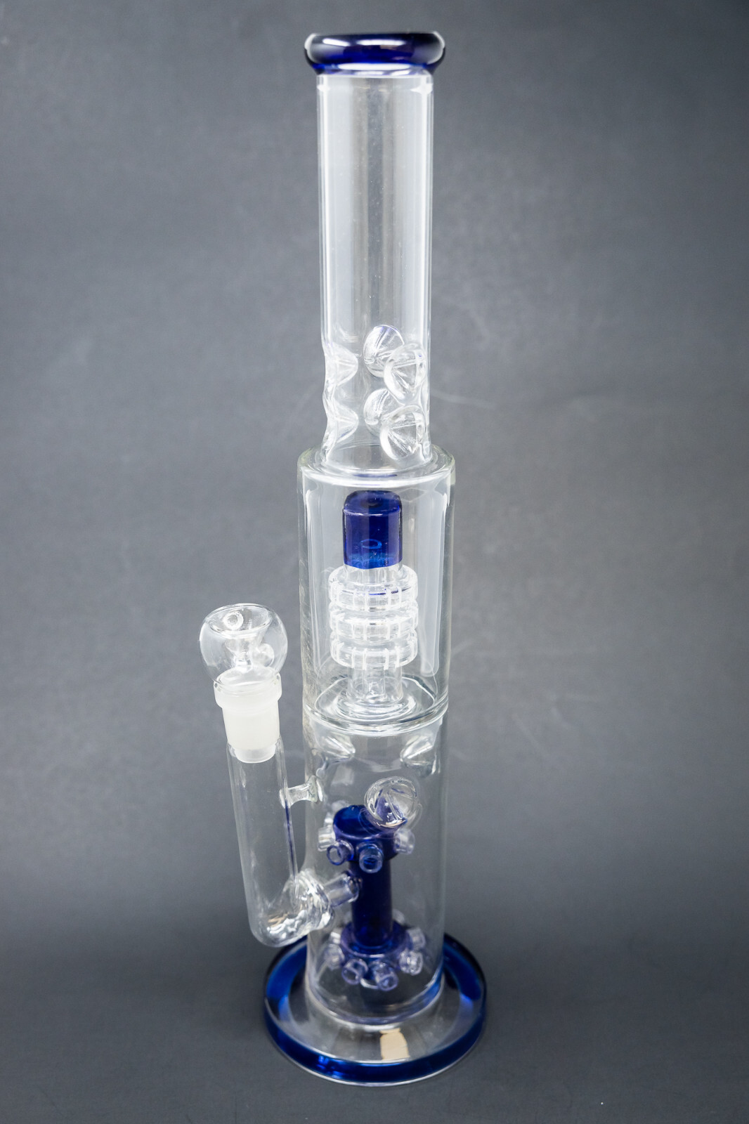 15&Prime; Hookah Water Pipe Blue Flat Base Double Percolator Bong w/ Ice Catcher