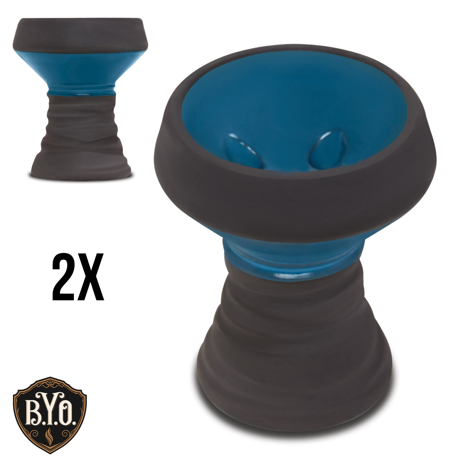 BYO BlackStone Blue Hookah Bowl 2X HEAVY Shisha Pipe + BONUS