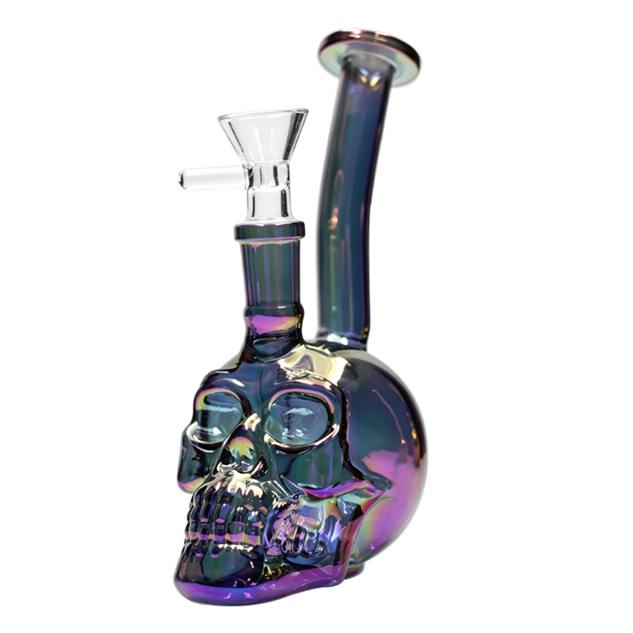 Random 6.5IN Skull Glass Bong Water Pipes Smoking Perc Bongs Hookah w/14mm bowl