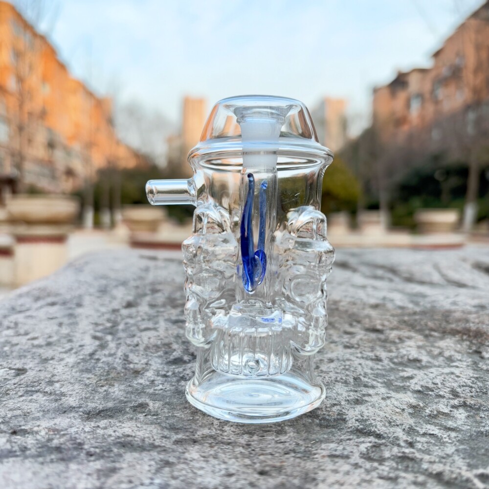 3.5 » Skull Bubbler Glass Bong Pyrex Hookah Smoking Water Pipe Shisha+Tube &Bowl
