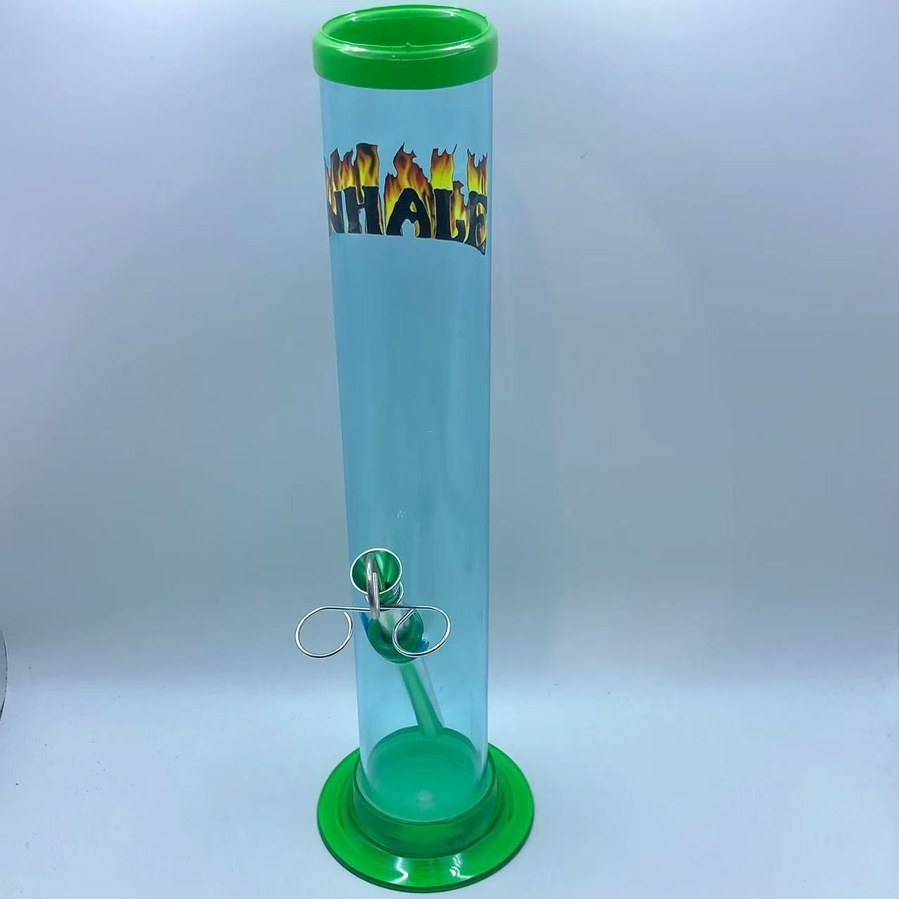 INHALE®️ 2X12&Prime; STRAIGHT ACRYLIC WATER PIPE w PULL STEM &POKER MADE IN USA