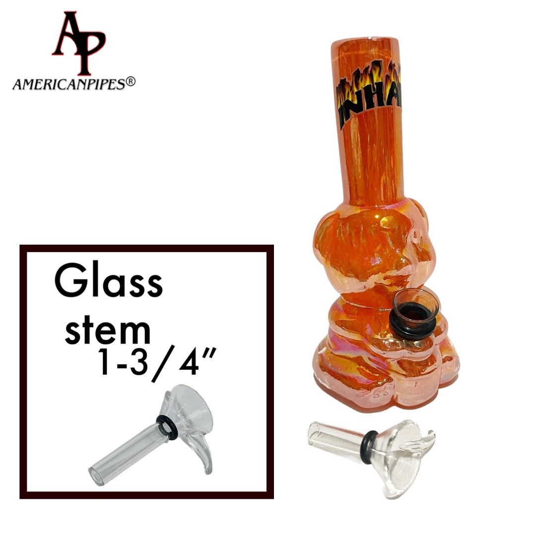 6” Teddy Bear Water Pipe/ Heavy Soft glass Pipes By INHALE & AmericanPipes