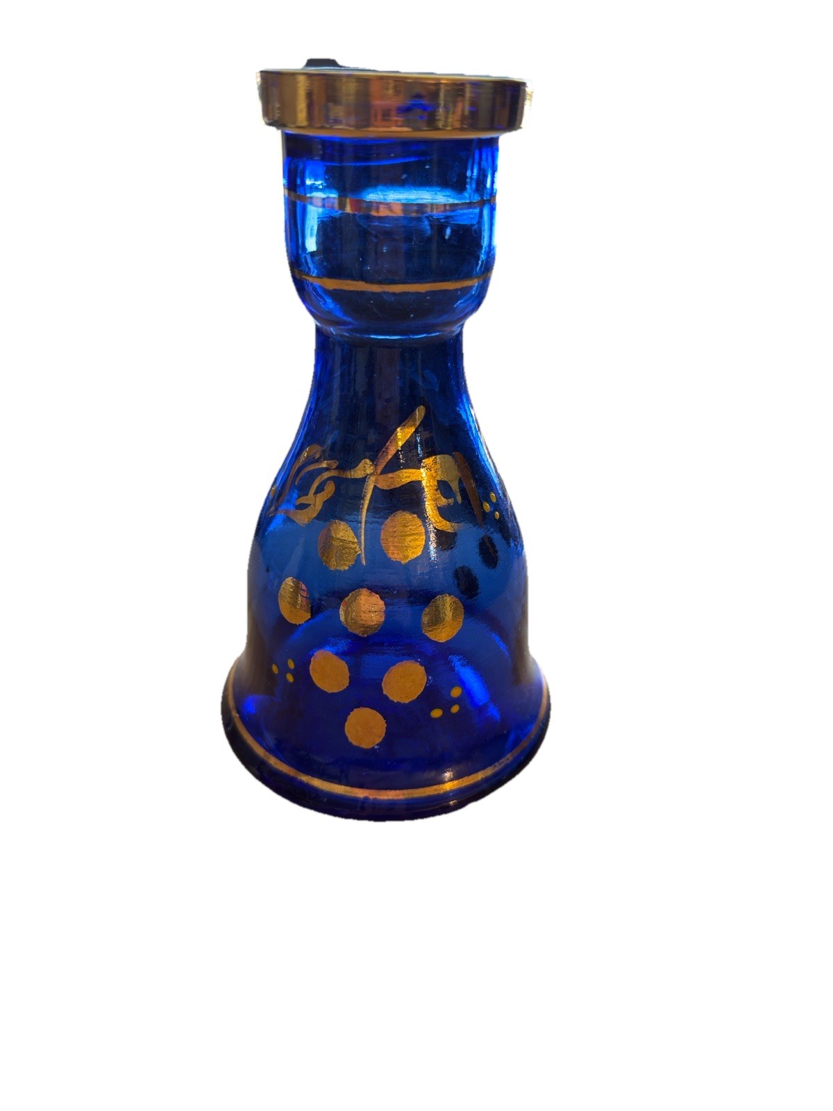 Turkish Cobalt Blue Hookah Base painted Glass Bohemian