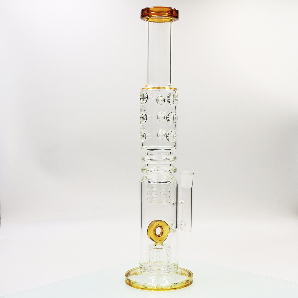 17inch Glass Smoking Waterpipe Perc Bong Handmade With Gift Bowl Yellow Hookah