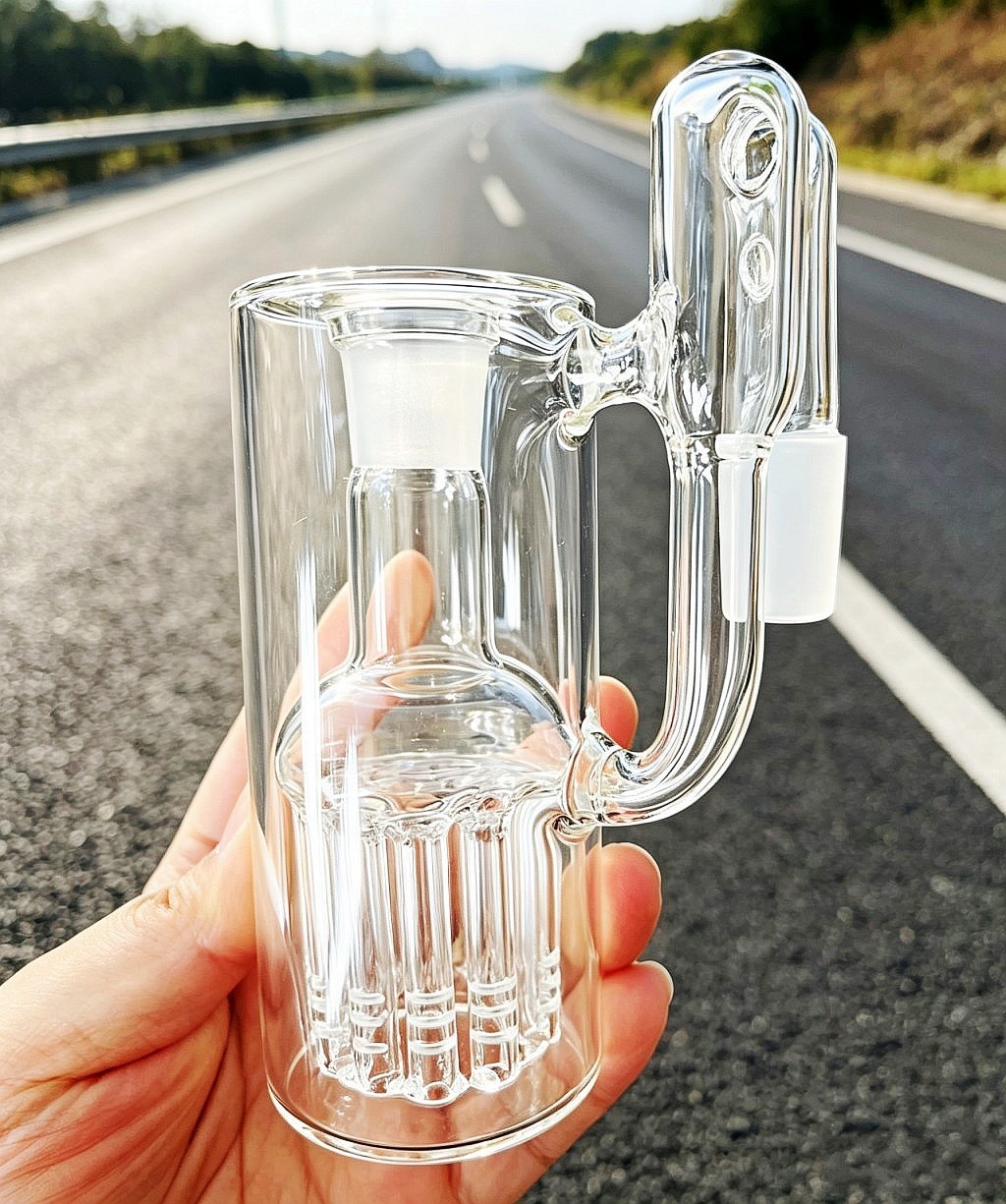 ash catcher 18MM Multiple tree branches bong 90 degrees glass recycle rig thick
