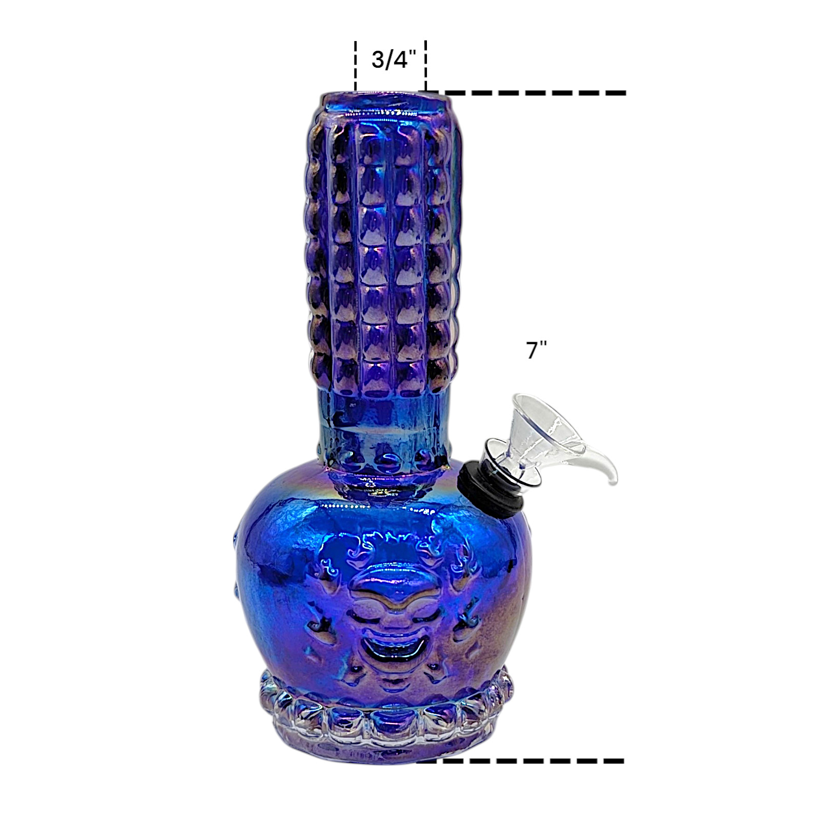 7&Prime; Soft Glass Water Pipe Mini Hookah Bong Skull Design Metallic Blue