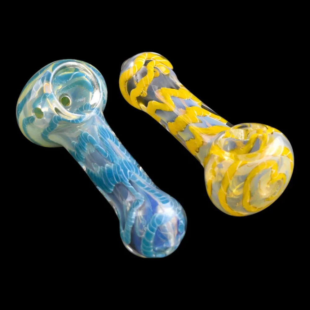 3.25 Inch Silver Fumed Swirl Ribbon Art Hand Pipe (Pack of 2)