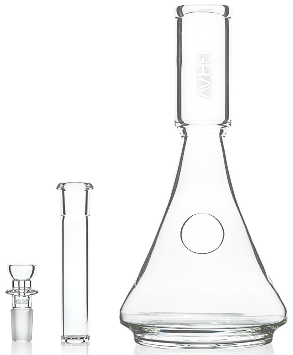THICK Grav® Deco Beaker Bong Silicone Bong Glass Water Pipe Bubbler GREEN *USA*