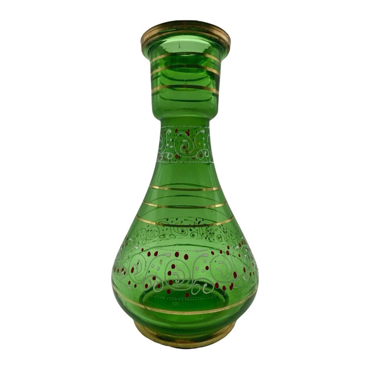 Hookah Vase Glass Painted Green – 8.5 Inches Tall