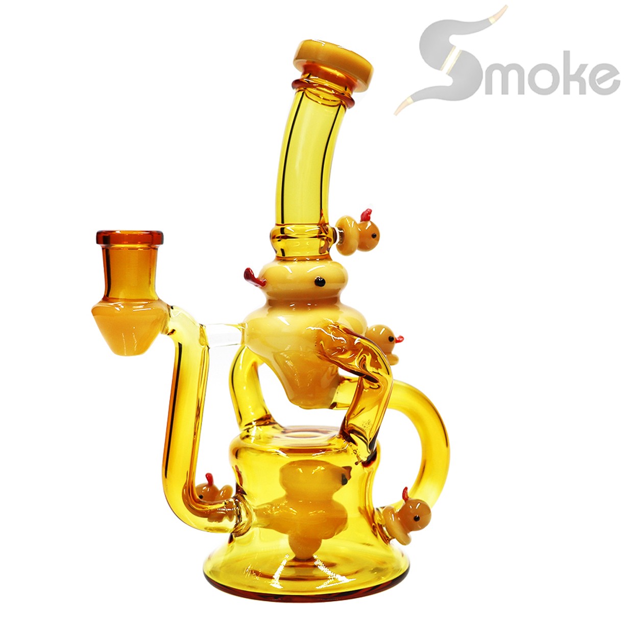 Duck 8in Glass Bong Water Pipes Smoking Tobacco Recycler Bongs Hookah &14mm bowl