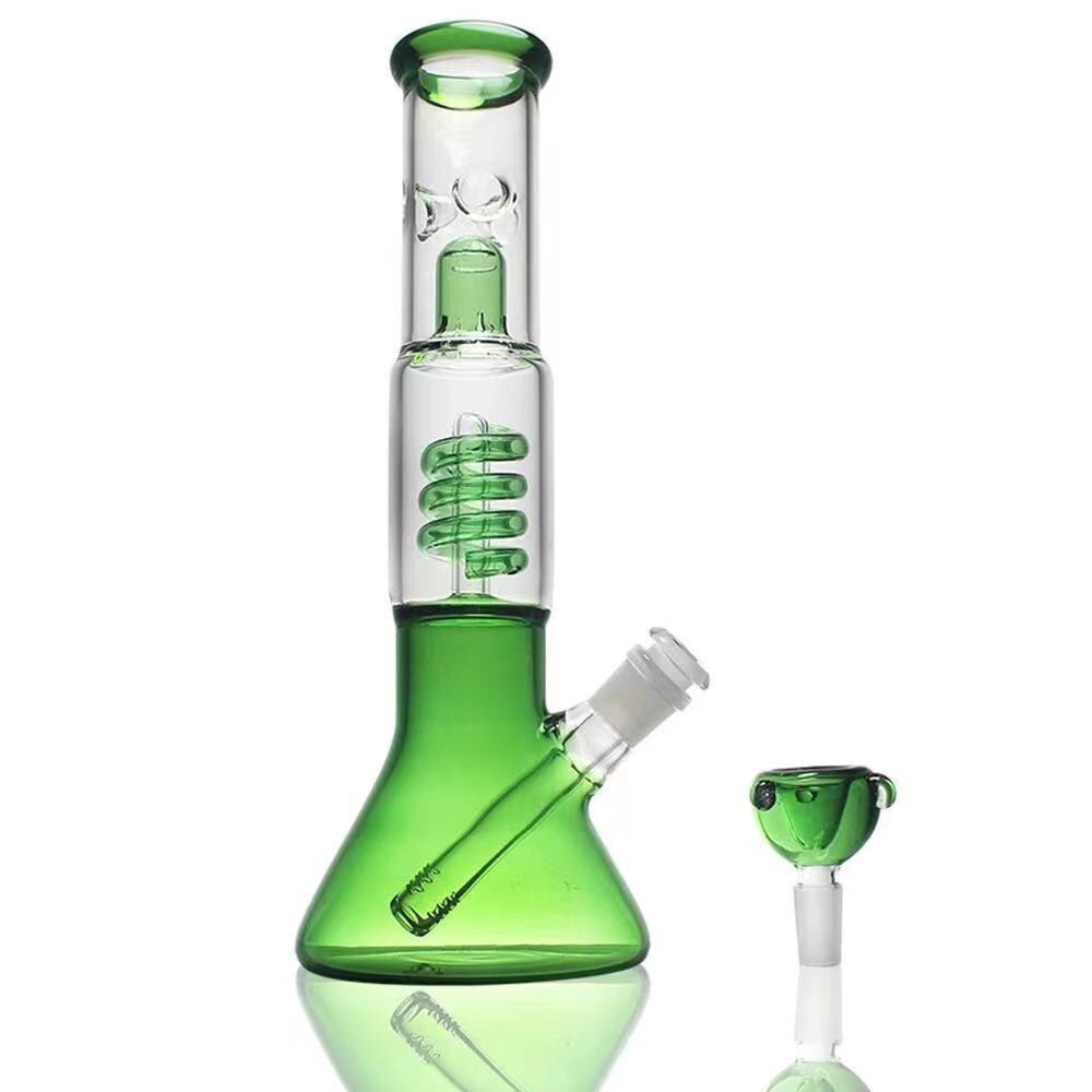 13&Prime; inch Glass Heavy Bong Hookah Water Pipe Heavy Beaker 14mm Bowl GREEN