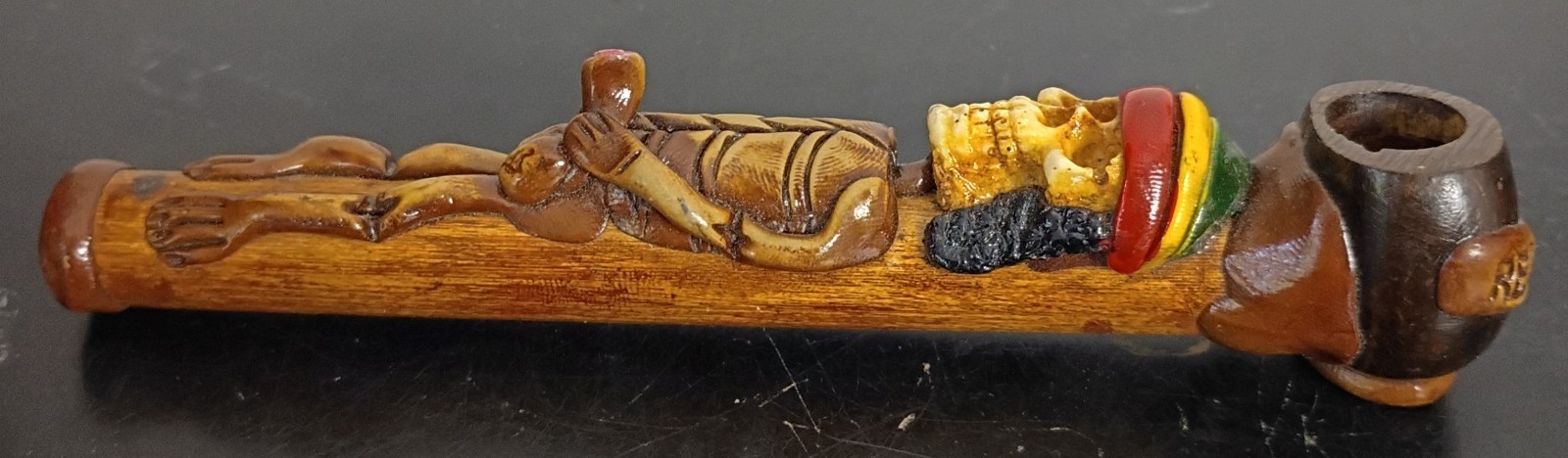 Vintage Wooden 5.5&Prime; Bob Marley Penis Tobacco Pipe, Gag Dick, Smoking Weiner