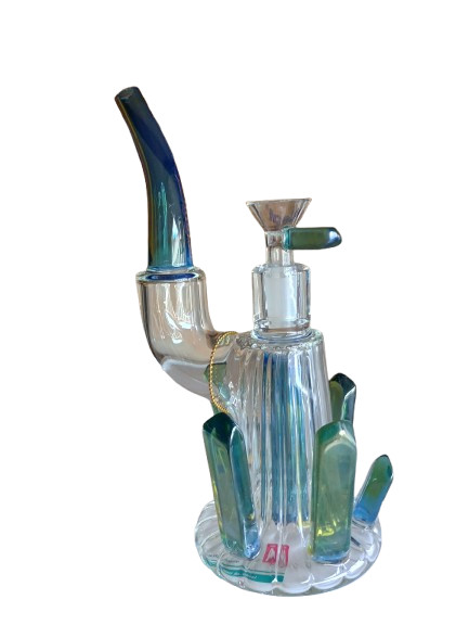 Aleaf Crystal Water Bong « desert Flower » Blue Green Tones