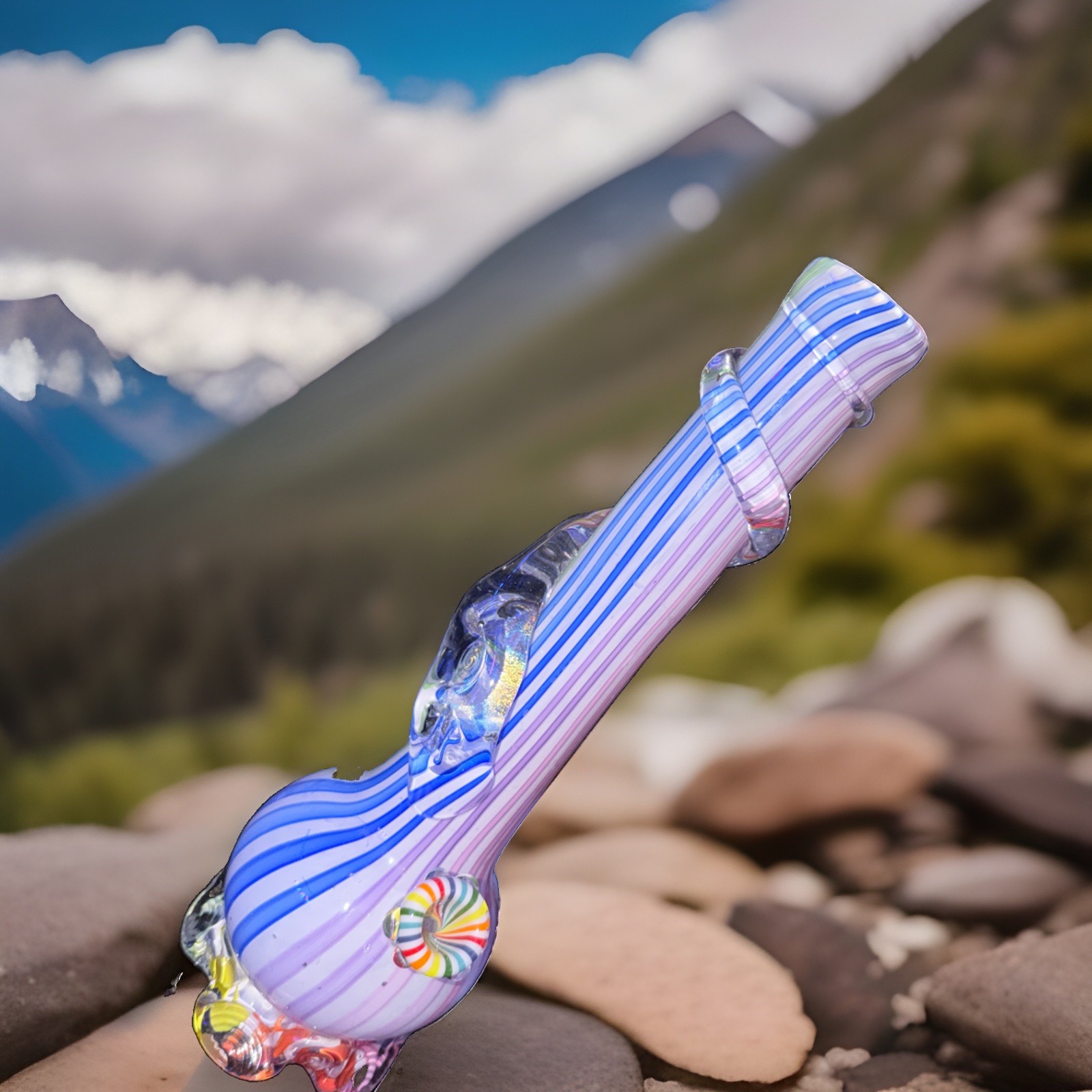 Noble Glass Rainbow Bong Soft Glass Heady USA Made 16 Inch Hand Blown