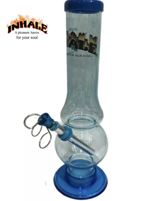 INHALE®️1.5X10&Prime; ACRYLIC HOOKAH WATER PIPE . PULL STEM MADE IN THE USA ICE BLUE