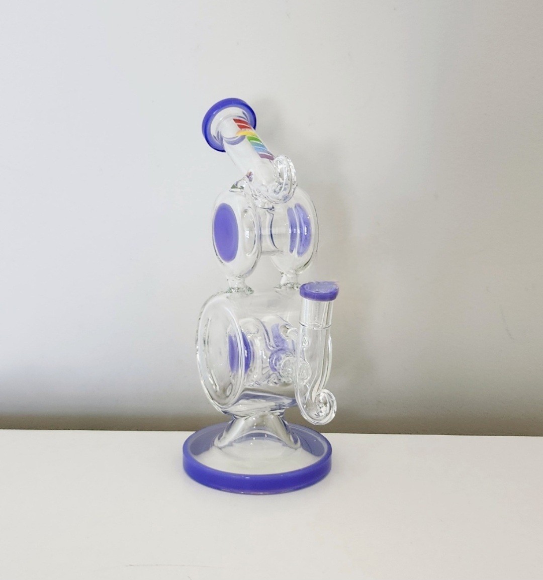 12 Inch Double Barrels Recycler Glass 14mm Hookah