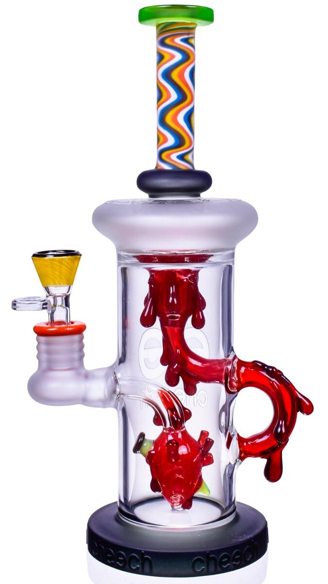 THICK Cheech™ 12&Prime; HEART Recycler BONG Wigwag Glass Water Pipe HEAVY Hookah *USA*