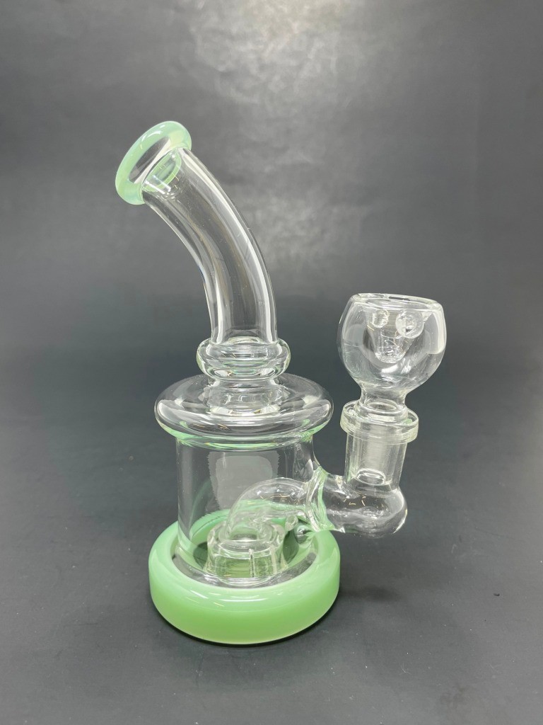 Hookah Water Pipe Glass 5.5&Prime; Milky Green Mini Single Percolator Tobacco Bong