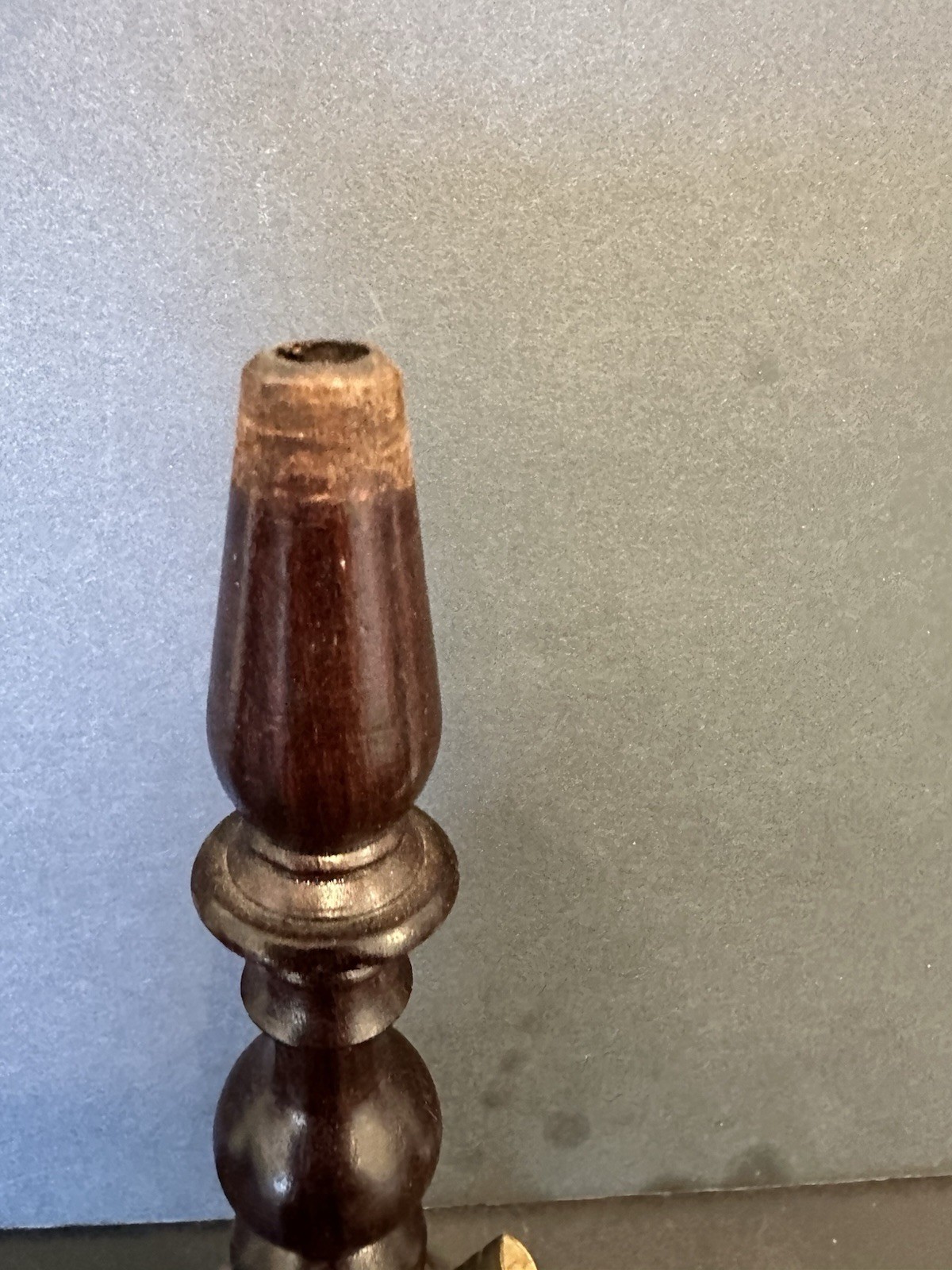 Brass And Wood Hookah Pipe Vintage 7.5”