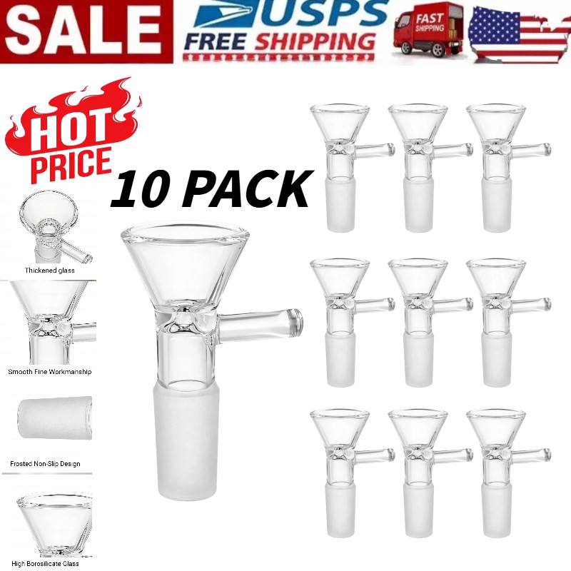 10 Pack – 14mm Male Glass Bowl for Water Pipe and Bong Replacement Heads,US SHIP